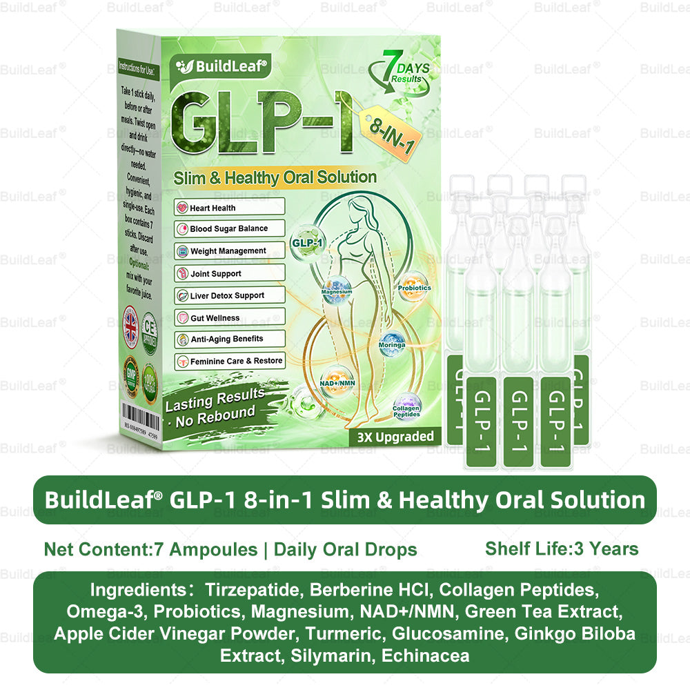 Official Store | BuildLeaf® GLP-1 8-in-1 Slim & Healthy Oral Solution (Once a day, results in 7 days), With 100 Billion CFU Active Probiotics ✅ Supports weight management, heart health, diabetes, gut & women’s health, while firming skin & boosting energy.