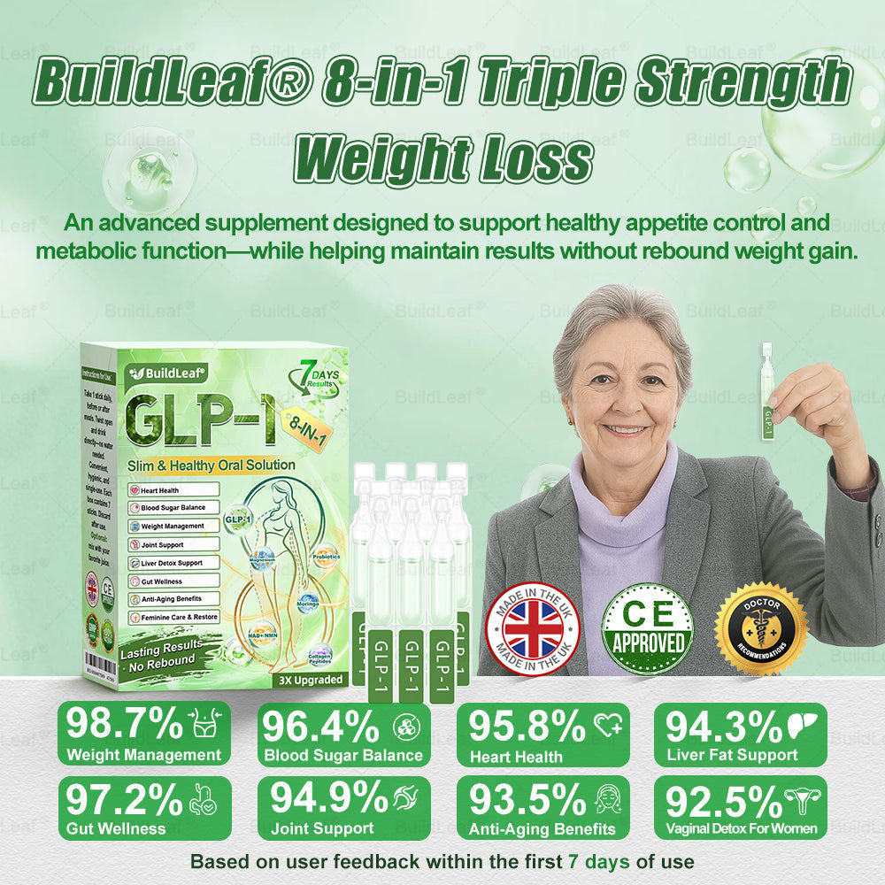 Official Store | BuildLeaf® GLP-1 8-in-1 Slim & Healthy Oral Solution (Once a day, results in 7 days), With 100 Billion CFU Active Probiotics ✅ Supports weight management, heart health, diabetes, gut & women’s health, while firming skin & boosting energy.